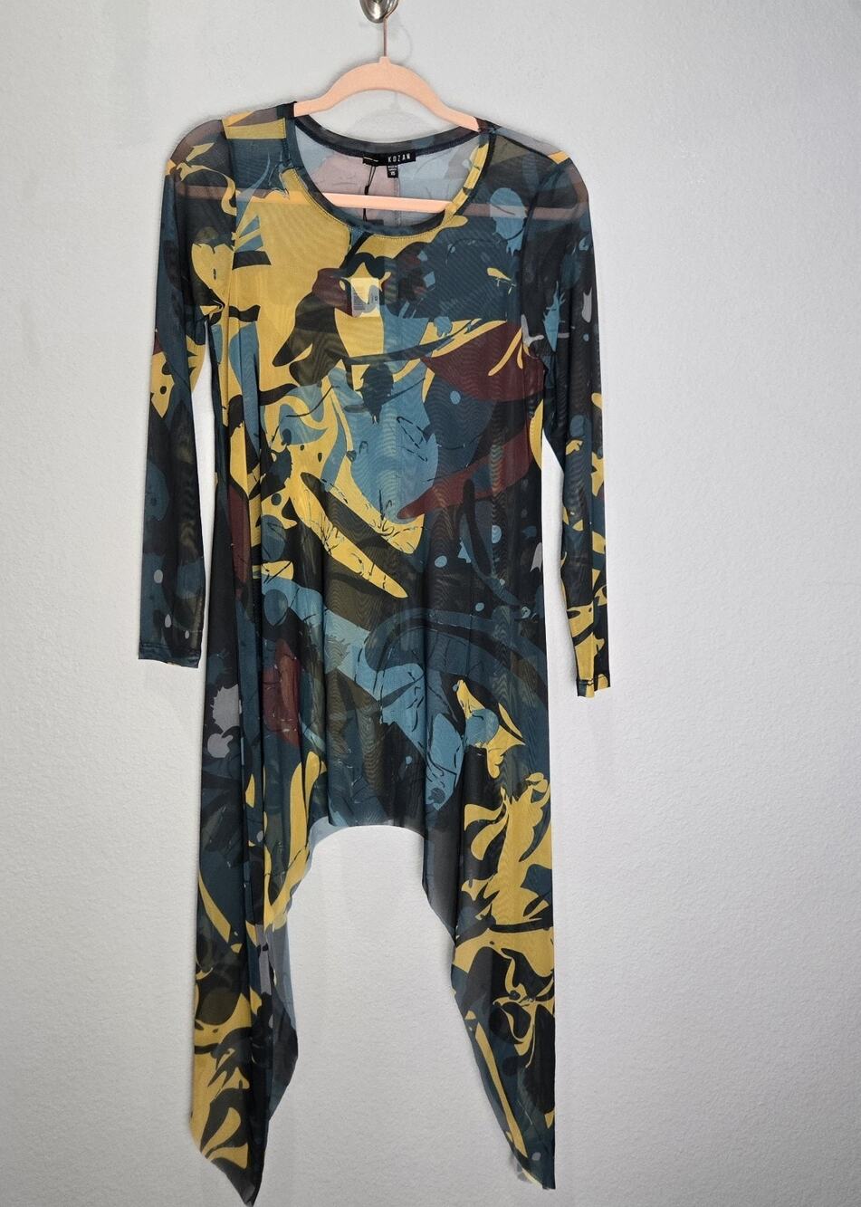 Kozan XS Abstract Painterly Print Mandy Mesh Lagenlook Tunic